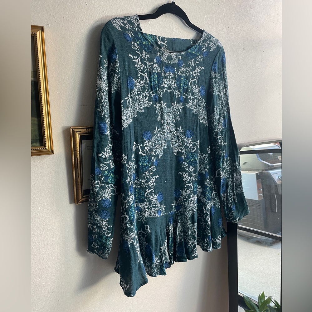 Free People Dark Green Open Back Mini Dress